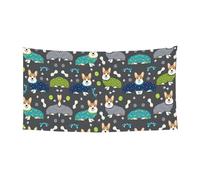 Porter des vêtements avec motif chiens Corgi - Bannière décorative avec métal - Pour intérieur et extérieur - Œillets - 1 pièce