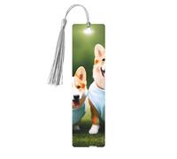 Porter des vêtements Corgi Chiens Impression Accessoires de lecture Marque-page en bois Signets uniques pour livres à couverture rigide Journaux