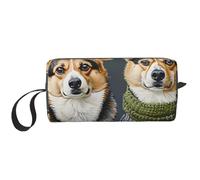 Porter des vêtements Corgi Dog Trousse de maquillage imprimée avec poignée, léger et portable, organisateur cosmétique pour voyage, gym et usage quotidien - Cadeau pour femmes et filles, blanc, Taille
