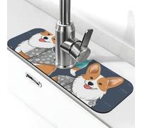 Porter des vêtements Corgi Dogs Tapis de robinet pour évier de cuisine - Mise à niveau premium 2025 : robinet en diatomite super absorbant à séchage rapide avec ventouse lavable pour évier de cuisine