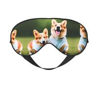 Porter des vêtements - Masque pour les yeux - Motif chiens Corgi - Doux - Pour un sommeil confortable - Élastique pour la nuit - Cache-yeux pour les voyages et la méditation