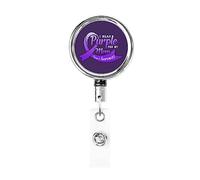 Porter du violet pour ma mère Alzheimer's Awareness Porte-badge rétractable Reel Clip Id Card Holder forNurse Student Office Worker