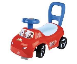 Porter et trotteur 2 en 1 SMOBY Spidey avec klaxon, volant directionnel, coffre sous la selle, 4 roues Rouge