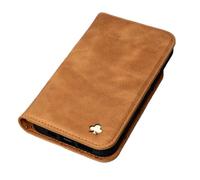 Porter Riley - Coque pour Samsung Galaxy S10 Plus en Cuir Véritable. Housse Premium Fine en Cuir véritable avec Socle Rabattable/Coque/Etui/Portefeuille (Bronzage Brun)