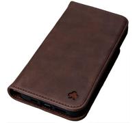 Porter Riley - Coque pour Samsung Galaxy S21 en Cuir Véritable. Housse Premium Fine en Cuir véritable avec Socle Rabattable/Coque/Etui/Portefeuille (Brun Chocolat)