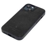 Porter Riley - Étui en Cuir Compatible avec iPhone. Coque Fine en Cuir véritable de qualité supérieure, Antichoc. (Noir Pur, iPhone14Pro)