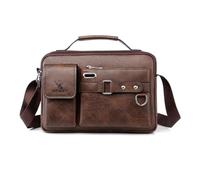 Porter Sac à bandoulière en Cuir PU for Hommes, étui de Protection for Tablette, Sac Main Portable, Mallette d'affaires, Voyage(Dark Brown)