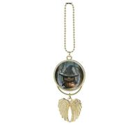 Porter un chapeau de sorcière ailes d'ange gardien breloque de voiture accessoires à suspendre, pendentif de voiture pour femme personnalisé rétroviseur à suspendre ornement intérieur, décorations de