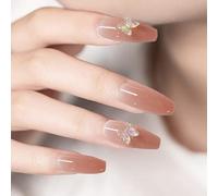 Porter un patch de manucure, colle sur les ongles for femme, manuel de nail art portant une manucure œil de chat, ongles détachables, pointe française (gris foncé #1, taille unique) (Color : A#5)
