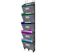 Porterevues mural à suspendre Porterevues avec 5 grandes poches pour papier scolaire documents courriers livres journaux lettres derrière une porte de gardemanger salle de ureau (noir)