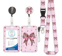 Portes Badge ID avec Lanyard Breakaway, Porte-Cartes avec Détachable Cordon, Porte-Badges avec Lanière et Enrouleur Rétractable, Portes-Badge D'Enseignant Badges d'identification (Style 19)