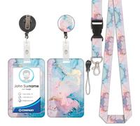 Portes Badge ID avec Lanyard Breakaway, Porte-Cartes avec Détachable Cordon, Porte-Badges avec Lanière et Enrouleur Rétractable, Portes-Badge D'Enseignant Badges d'identification (Style 15)