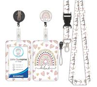 Portes Badge ID avec Lanyard Breakaway, Porte-Cartes avec Détachable Cordon, Porte-Badges avec Lanière et Enrouleur Rétractable, Portes-Badge D'Enseignant Badges d'identification (Style 5)