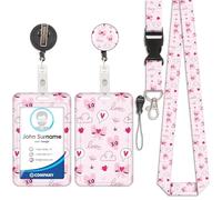 Portes Badge ID avec Lanyard Breakaway, Porte-Cartes avec Détachable Cordon, Porte-Badges avec Lanière et Enrouleur Rétractable, Portes-Badge D'Enseignant Badges d'identification (Style 17)