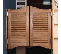 Portes Battantes De Café Marron, Porte De Salon À Persiennes Rétro Avec Charnières En Acier Inoxydable, Balançoire Bidirectionnelle, Fermeture Automatique, Faible Bruit, Personnalisable(70x70cm)