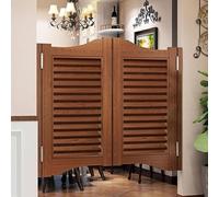 Portes battantes élégantes en bois massif for cafés - Portes mi-hauteur durables avec mécanisme de fermeture automatique for cuisines(Brown,95x90cm)
