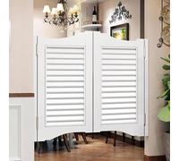 Portes battantes élégantes en bois massif for cafés - Portes mi-hauteur durables avec mécanisme de fermeture automatique for cuisines(White,75x80cm)