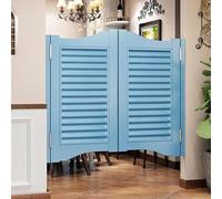 Portes battantes élégantes en bois massif for cafés - Portes mi-hauteur durables avec mécanisme de fermeture automatique for cuisines(Light Blue,120x90cm)