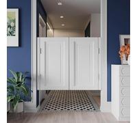 Portes Café-Saloon En Bois Portes Battantes IntéRieures éQuipéEs Quatre CharnièRes MéTalliques pour Une Ouverture à 180 DegréS Installation Simple AdaptéEs aux Couloirs Cuisi White 130x90cm/51x35.4in