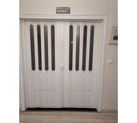 Portes coulissantes pliantes en PVC à double panneau pour chambre à coucher, couloir, terrasse, rail en métal durable pour une utilisation facile