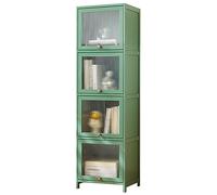 Portes d'armoire de rangement en bambou vert avec étagères et roulettes transparentes, armoire haute autonome en lin pour bureau à domicile, cuisine, salon, chambre à coucher, garage