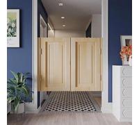 Portes de Café, Porte Battante Rétro À Persiennes, Porte Saloon Couloirs Intérieurs, Porte de Séparation avec Fermeture Automatique(Beige,H90cm x W139cm)