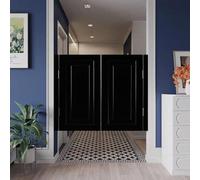 Portes de Café, Porte Battante Rétro À Persiennes, Porte Saloon Couloirs Intérieurs, Porte de Séparation avec Fermeture Automatique(Noir,H90cm x W106cm)