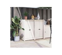 Portes de cuisine d extérieur 2 pcs blanc bois de pin massif