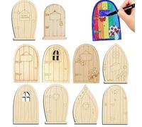 Portes de maison de fées non peintes - Porte de jardin féerique sculptée à la main porte secrète d'elfe - Porte de maison de fée de 10 styles, décoration extérieure d'accessoires de jardin de fée pour