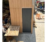 Portes pliantes Personnalisable Porte accordéon en aluminium, Installation sans perçage Portes pliantes Avec cadre et serrure, Cloison de séparation Pour intérieur/extérieur(72x85in(183x216cm))