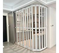 Portes pliantes Porte accordéon en PVC personnalisable avec cadre et rail, Cloison pliante pour porte/balcon/buanderie, Portes rétractables pour grands et petits espaces(37x95in(94x241cm))