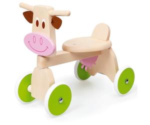 Porteur bébé 4 roues Trotteur Vache Scratch en bois