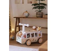 Porteur bus à doudous HANOÏ en bois FSC® blanc moyen uni avec decor TU