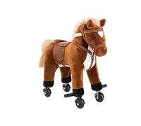 Porteur cheval pour enfant +36 mois effet sonore repose-pieds poignées marron blanc