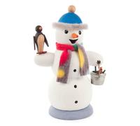 Porteur De Fumée Bonhomme De Neige Avec Pingouin H=14Cm NEUF Figurine À Fumée
