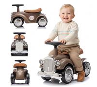 Porteur Enfant 1 an voiturette Retro Classic, Trotteur bébé garçon, Interactive avec klaxon et Sons de Moteur Push Car (Marron)