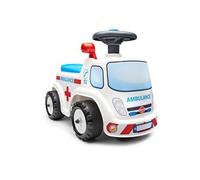 Falk - Porteur Ambulance - Dès 12 Mois - Fabriqué en France - Volant directionnel avec klaxon - Levier à Effet sonore - Coffre de Rangement - Plaque d'immatriculation Personnalisable - 701