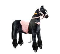 Porteur Enfant Cheval à Roulette Ebony Pink M (5-12 Ans) | Cheval Mécanique en Peluche à Monter | Porteur Enfant avec Selle Amovible, Licol avec Bride et Crinière et Queue à Coiffer