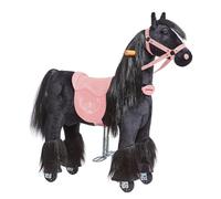 Porteur Enfant Cheval à Roulette Ebony S (3-6 Ans) | Cheval Mécanique en Peluche à Monter | Porteur Enfant avec Selle Amovible, Licol avec Bride et Crinière et Queue à Coiffer