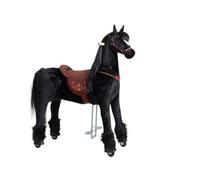 Porteur Enfant Cheval à Roulette Ebony XL (9-99 Ans) | Cheval Mécanique en Peluche à Monter | Porteur Enfant avec Selle Amovible, Licol avec Bride et Crinière et Queue à Coiffer
