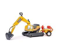 Falk - Pelleteuse Super Builder - Remorque & Accessoires - Cabine rotative & Assise ouvrante - Fabriqué en France - 140A - Jaune - Dès 3 Ans