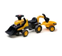 Porteur enfant tractopelle jcb roues silencieuses, excavatrice et remorque 1 à 3