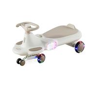 Porteur Enfant Vélo torsadé avec Musique, Roues Clignotantes, lumières Cool, Anti-retournement for garçons et Filles, Jouet d'intérieur et d'extérieur Wiggle Car(Beige)