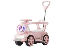 Porteur Enfant Voiture électrique for Enfants avec phares, poignée de poussée, Dossier, 3 Modes: Pousser, Conduire ou Trottinette Wiggle Car(Roze)