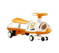 Porteur Enfant Voiture électrique pivotante 2 en 1 à pédales, silencieuse, avec Roues Lumineuses colorées et rotatives à 360 degrés Wiggle Car(Oranje,Electric Type)