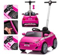 Porteur enfant voiture Fiat 500 - 1,5 à 4 ans - volant avec son - ceinture de sécurité - poignée télescopique pour parent - Rose