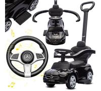 Porteur enfant voiture Mercedes C-Class - 12 à 36 mois - signal sonore - repose-pieds coulissants - compartiment rangement - Noir