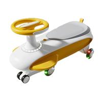 Porteur Enfant Voiture pivotante Anti-retournement, Musicale et Lumineuse, for Enfants, garçons et Filles, avec Roues Clignotantes silencieuses, à partir de 3 Mois Wiggle Car(Geel)