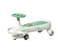 Porteur Enfant Voiture pivotante for Enfants, Jouets à enfourcher for intérieur et extérieur, Roues silencieuses, lumières et Musique, Anti-retournement Wiggle Car(Groen)