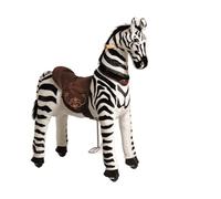 Porteur Enfant Zèbre à Roulette M (5-12 Ans) | Zèbre Mécanique en Peluche à Monter | Porteur Enfant avec Selle Amovible, Licol avec Bride et Crinière et Queue à Coiffer